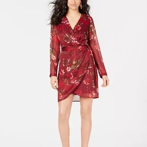Guess Camila Women Long Sleeve Floral-Print Faux-Wrap Mini Dress Size 2